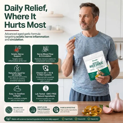 Elvarim® Aged Garlic Extract - 7500mg Odorless Softgels - sciatica support