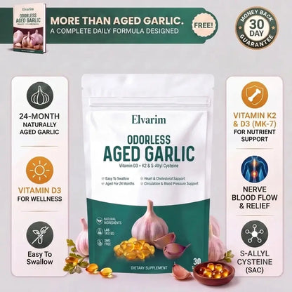 Elvarim® Aged Garlic Extract - 7500mg Odorless Softgels - sciatica support