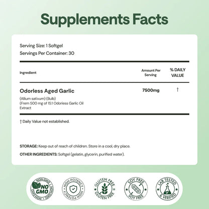 Aged Garlic Extract - 7500mg Odorless Softgels - free
