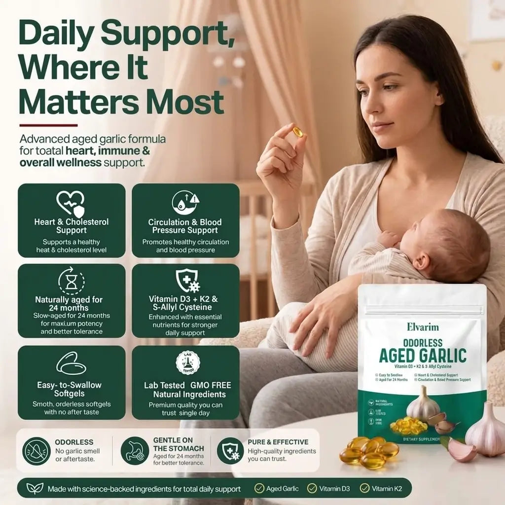 Elvarim® Aged Garlic Extract - 7500mg Odorless Softgels - postpartum support