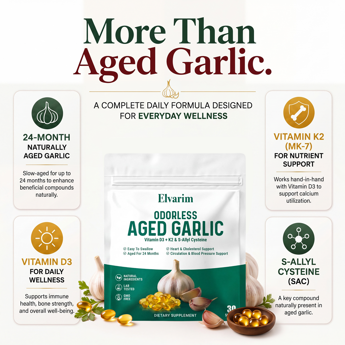 Aged Garlic Extract - 7500mg Odorless Softgels - new packaging