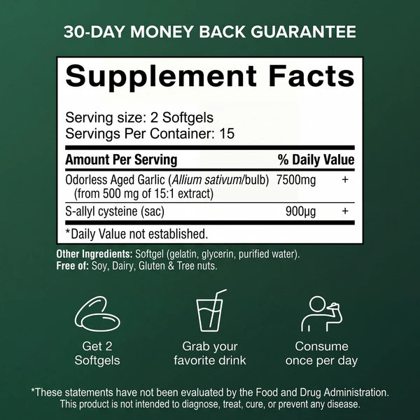 Aged Garlic Extract - 7500mg Odorless Softgels