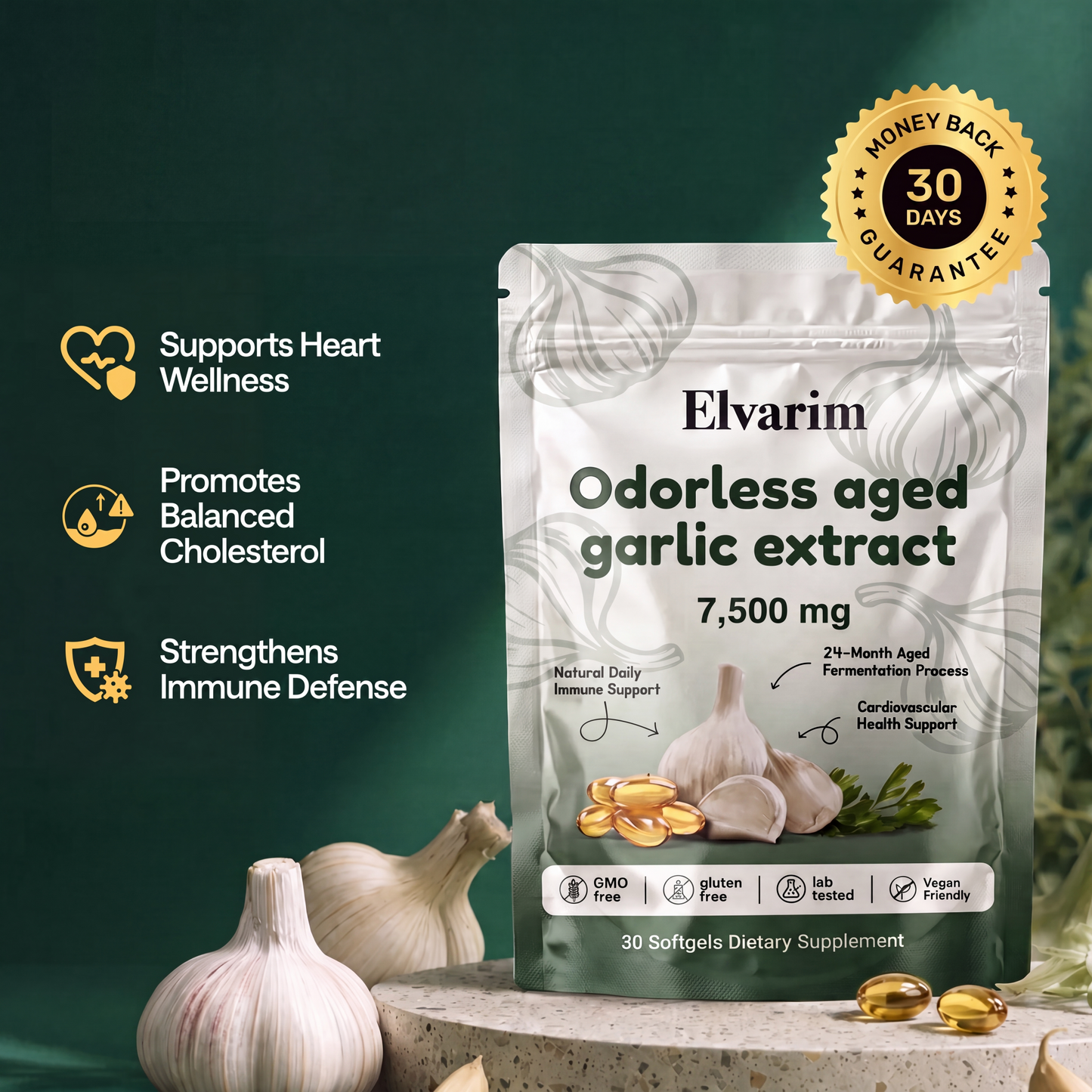 Aged Garlic Extract - 7500mg Odorless Softgels