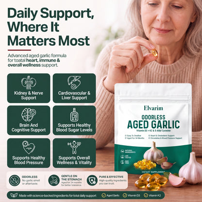Elvarim® Aged Garlic Extract - 7500mg Odorless Softgels