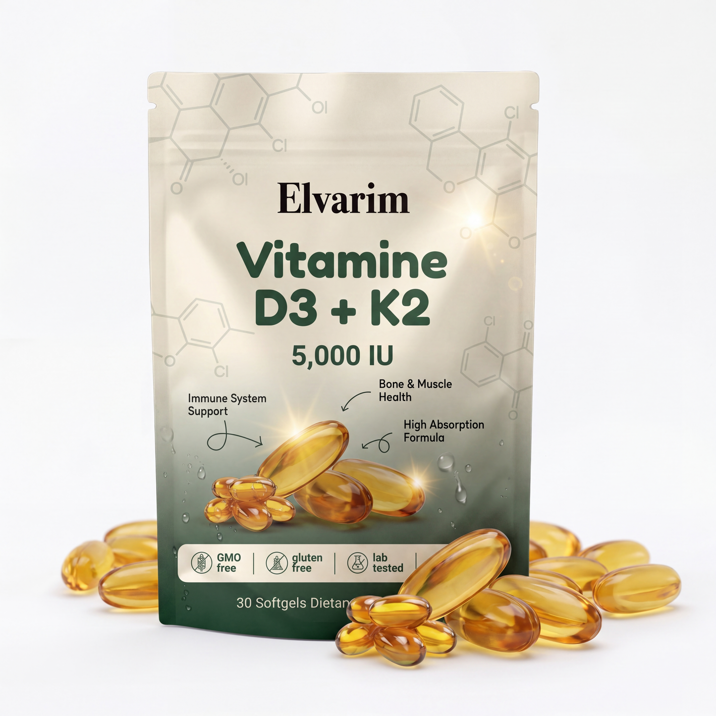 Vitamine D3 + K2 - 7500mg Softgels