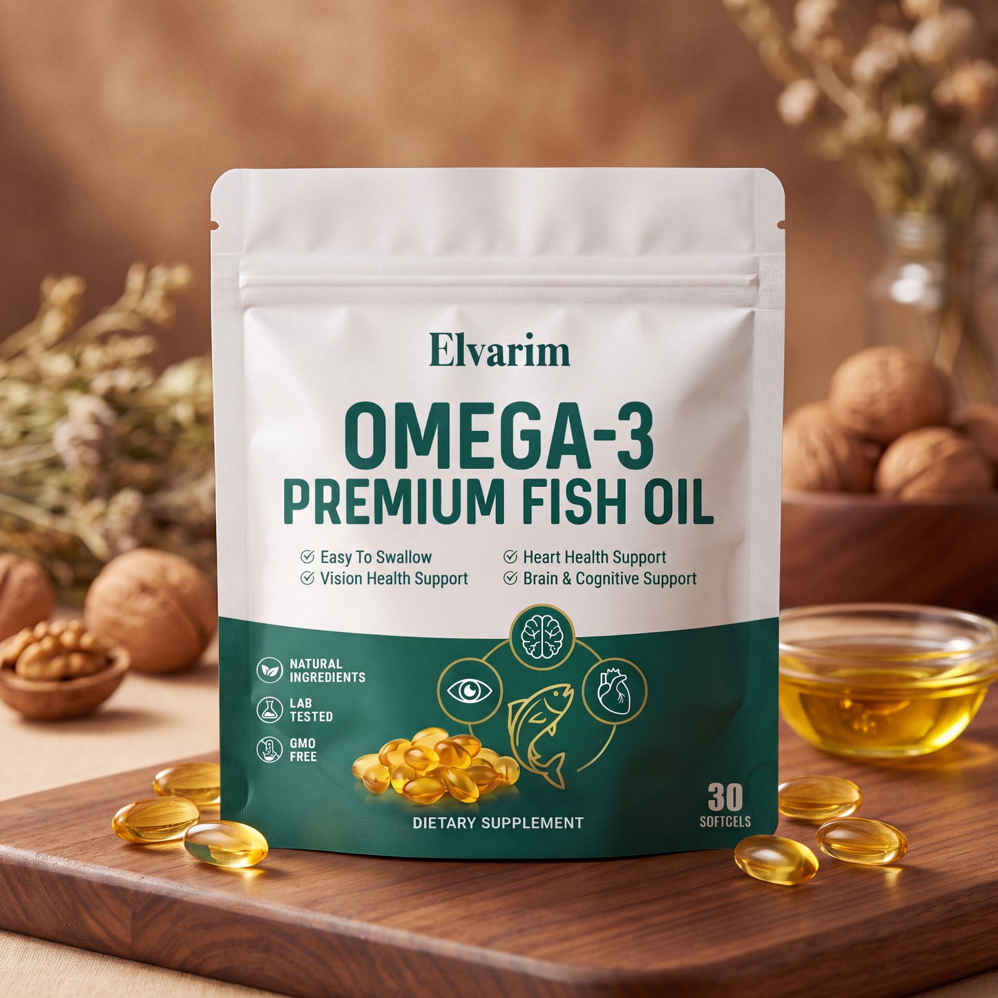 Elvarim® Premium Omega-3 Fish Oil - 7500mg Softgels